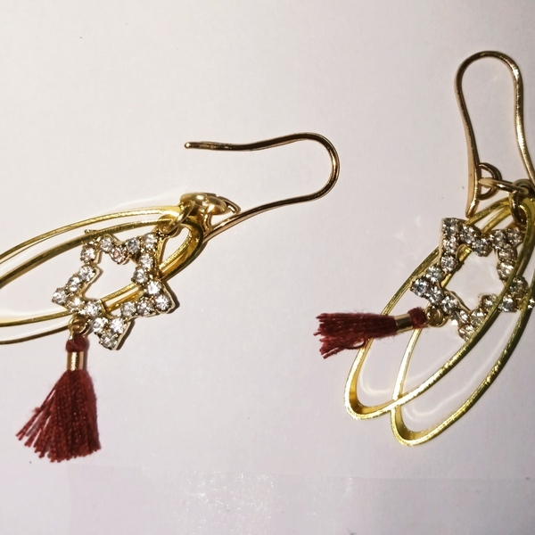 Σκουλαρίκια OLY κρεμαστά με αστέρι - κρεμαστά, μεγάλα, faux bijoux - 2