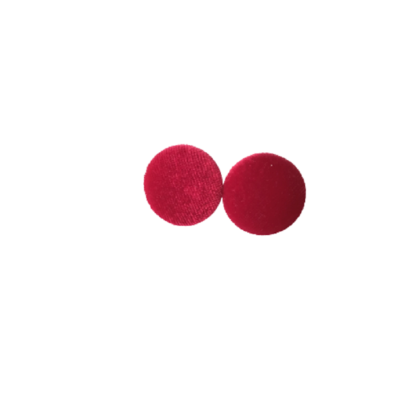 σκουλαρίκια υφασμάτινα κουμπάκια κόκκινο - ύφασμα, βελούδο, καρφωτά, ατσάλι