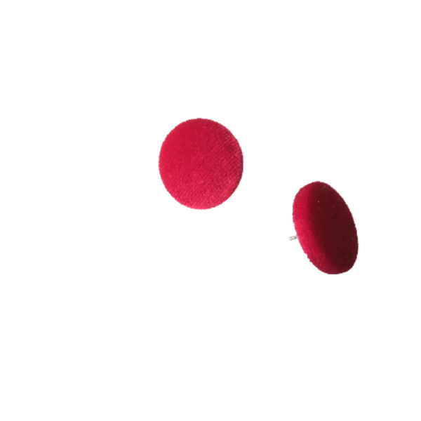 σκουλαρίκια υφασμάτινα κουμπάκια κόκκινο - ύφασμα, βελούδο, καρφωτά, ατσάλι - 3