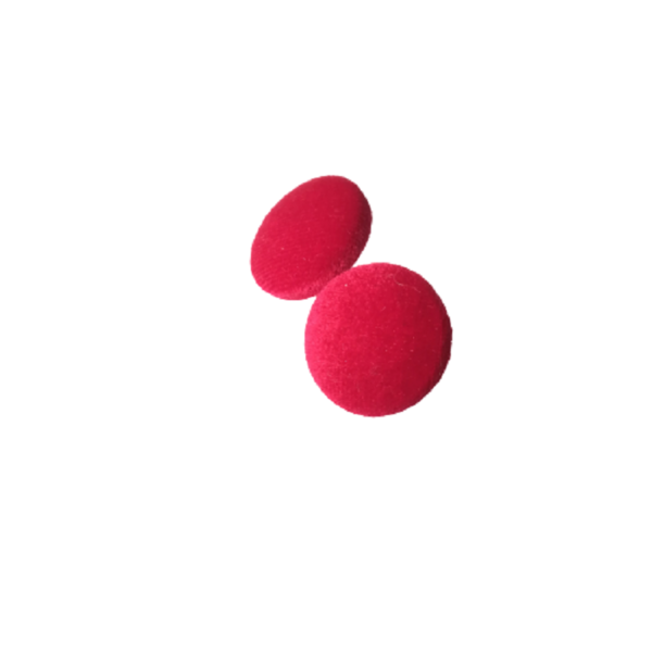 σκουλαρίκια υφασμάτινα κουμπάκια κόκκινο - ύφασμα, βελούδο, καρφωτά, ατσάλι - 4