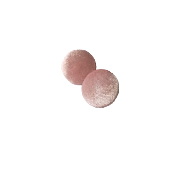 σκουλαρίκια υφασμάτινα κουμπάκια ροζ απαλό - ύφασμα, βελούδο, καρφωτά, ατσάλι