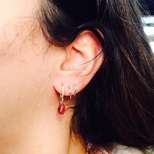 Rumi drops earrings ροζ χαλαζίας με γαντζάκι - ασήμι, ημιπολύτιμες πέτρες, επιχρυσωμένα, μικρά, κρεμαστά - 5