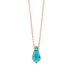 "Emerald" Necklace - κοντά, ασήμι 925, ημιπολύτιμες πέτρες, επιχρυσωμένο στοιχείο, μενταγιόν