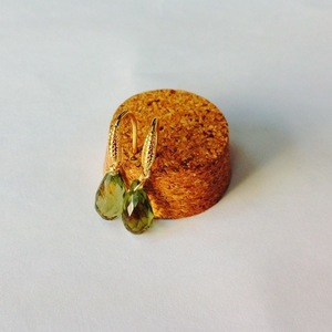 Rumi drops earrings Χαλκηδονίτης πράσινος - ασήμι, ημιπολύτιμες πέτρες, επιχρυσωμένα, μικρά, κρεμαστά - 2