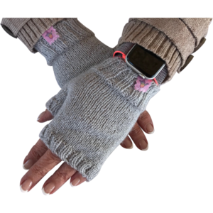 γάντια χωρίς δάχτυλα γκρί, 15 x 5 εκ - ακρυλικό - 2