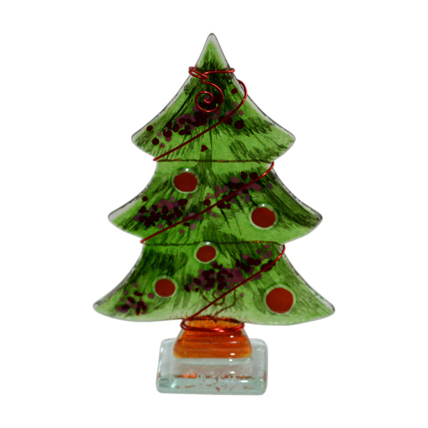 Γυάλινο Διακοσμητικό Έλατο 14χ10χ6 - amythito 065138511 - γυαλί, χειροποίητα, χριστουγεννιάτικο δέντρο, διακοσμητικά, δέντρο