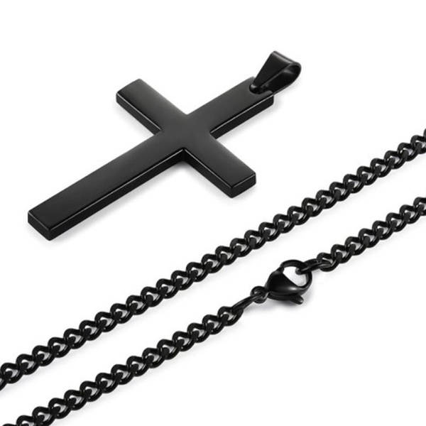 Αντρικό ατσάλινο κολιέ - Men steel cross - σταυρός, ατσάλι, σταυροί - 3