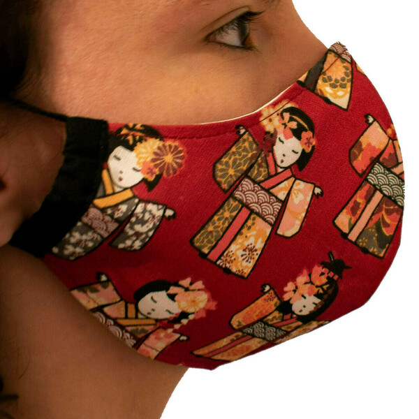 Γυναικεία υφασμάτινη μάσκα Red China - γυναικεία, μάσκες προσώπου - 3