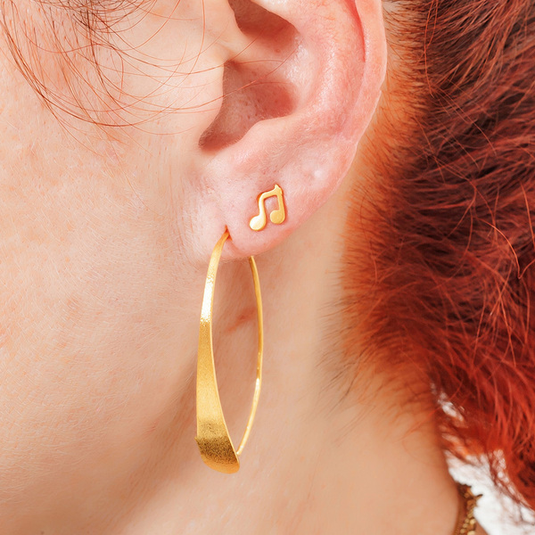 tiny music earrings - ασήμι, καρφωτά, μικρά, φθηνά - 4