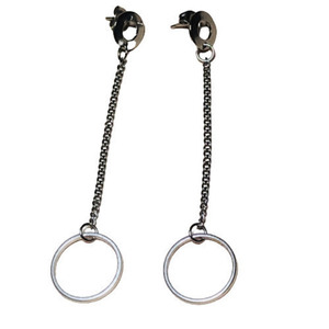 Chain rounds earrings - καρφωτά, ατσάλι, boho, μεγάλα