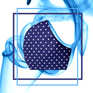 52.Μάσκα βαμβακερή-πολλαπλών χρήσεων-Σχέδιο "Μπλε με Αστεράκια". - βαμβάκι, χειροποίητα, unisex, πλενόμενο, μάσκες προσώπου - 3