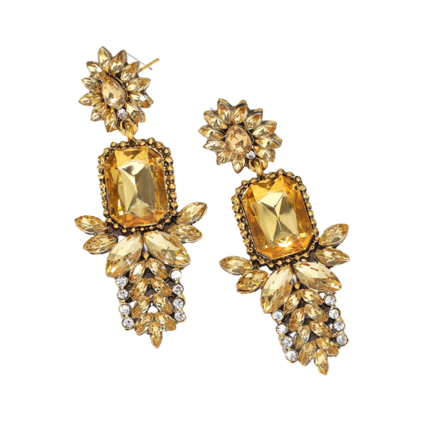 Gold plated statement earings - επιχρυσωμένα, πέτρες, μακριά, κρεμαστά, faux bijoux - 4