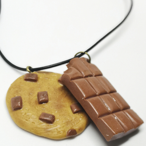 Κολιέ cookie σοκολάτα - μπάρα σοκολάτα γάλακτος - γυναικεία, πηλός, μακριά
