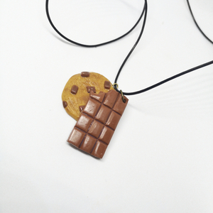 Κολιέ cookie σοκολάτα - μπάρα σοκολάτα γάλακτος - γυναικεία, πηλός, μακριά - 3