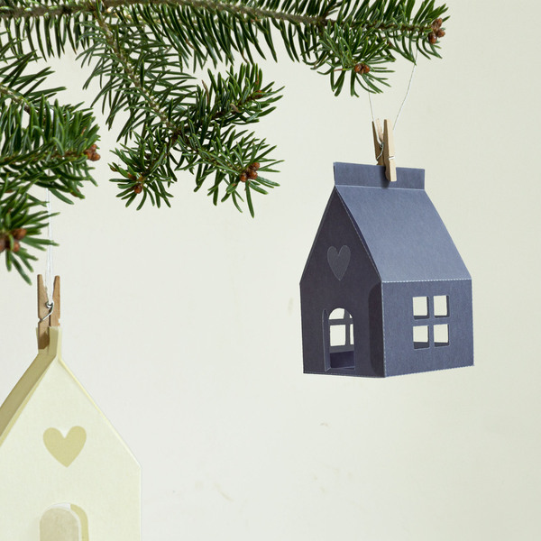 Χριστουγεννιάτικα φωτιζόμενα σπιτάκια από χαρτόνι 6x6x10εκ - χαρτί, σπίτι, βάσεις για ρεσώ, διακοσμητικά, στολίδι δέντρου - 3
