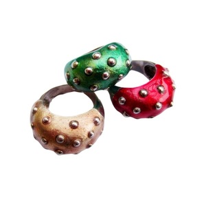 Ασημένιο πομπέ δαχτυλίδι με σμάλτο σε 3 χρώματα - ασήμι, ασήμι 925, boho, σταθερά, μεγάλα