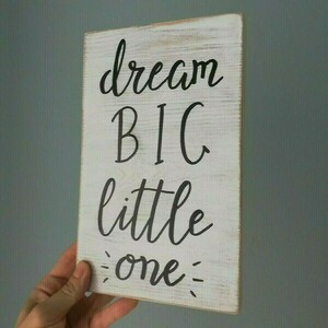 "dream big little one" - Ξύλινη πινακίδα 15 × 25 εκ. για το βρεφικό / παιδικό δωμάτιο / δώρο βάπτισης - πίνακες & κάδρα, δώρα για βάπτιση, δώρο γέννησης - 2