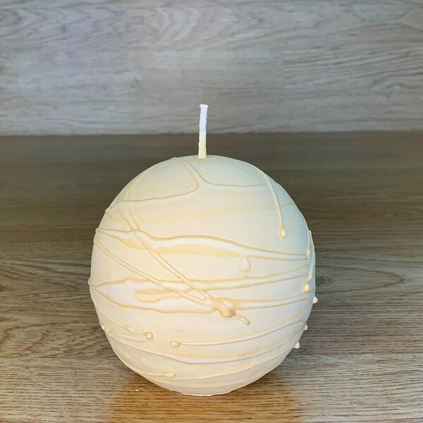 Αρωματικό κερί μπάλα με άρωμα ΒΑΝΙΛΙΑ, - χειροποίητα, χριστουγεννιάτικο, αρωματικά κεριά, διακοσμητικά, κεριά & κηροπήγια - 2