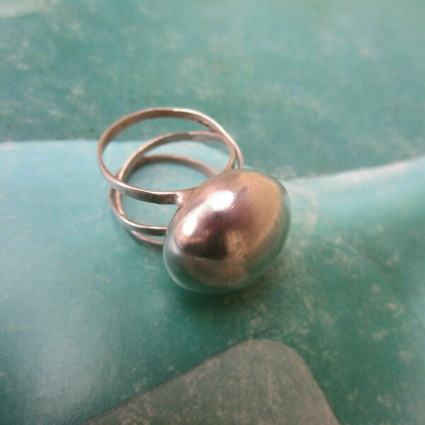 Χειροποίητο ασημένιο δαχτυλίδι "Φούσκα" - ασήμι, ασήμι 925, σταθερά, μεγάλα, δώρα για γυναίκες - 4