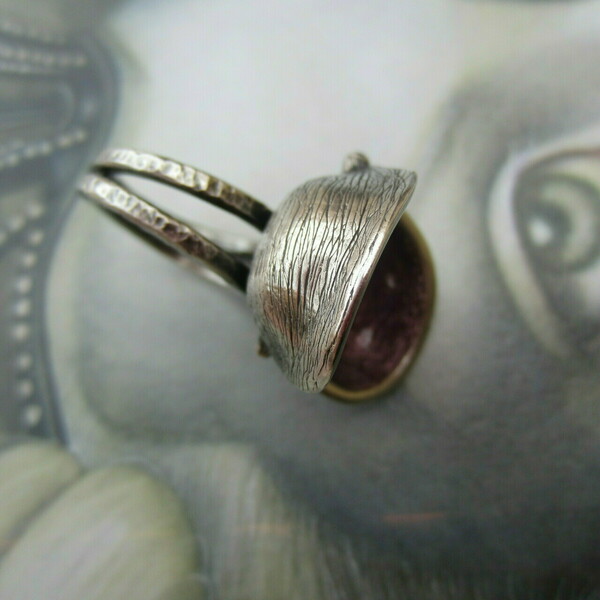 Χειροποίητο ασημένιο δαχτυλίδι "Καρπός" - ασήμι, ασήμι 925, σμάλτος, σταθερά, μεγάλα - 4