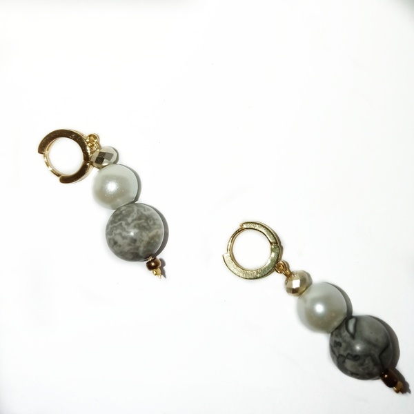 Σκουλαρίκια OLY κλιπ κρικακι με μαργαριτάρι - κρίκοι, κρεμαστά, πέρλες, faux bijoux