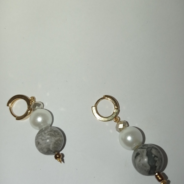 Σκουλαρίκια OLY κλιπ κρικακι με μαργαριτάρι - κρίκοι, κρεμαστά, πέρλες, faux bijoux - 3