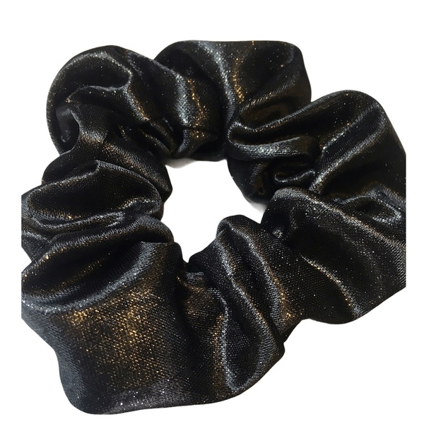 Handmade Scrunchie Black Glitter - λαστιχάκια μαλλιών - 2