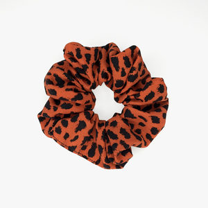 *Orange Leopard* medium scrunchie - για τα μαλλιά, λαστιχάκια μαλλιών