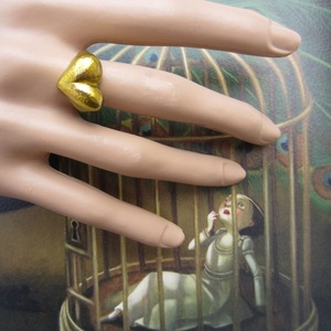 Ασημένιο χειροποίητο δαχτυλίδι "καρδιά" σε κόκκινο και χρυσό - ασήμι, ασήμι 925, καρδιά, αγάπη, σταθερά - 5