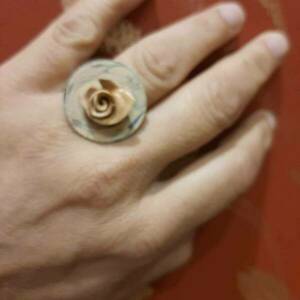 Δακτυλίδι χειροποίητο με πηλό - τριαντάφυλλο, πηλός, boho, μεγάλα, αυξομειούμενα - 3