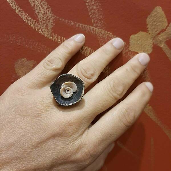 Δακτυλίδι χειροποίητο vintage - vintage, πηλός, μεγάλα, αυξομειούμενα - 4