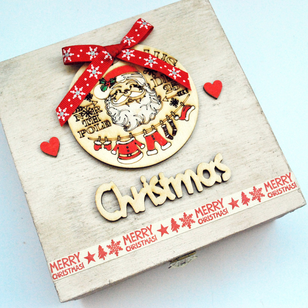 Χριστουγεννιάτικο κουτί για νονούς - νονά, διακοσμητικά, δώρο για νονό, προσωποποιημένα