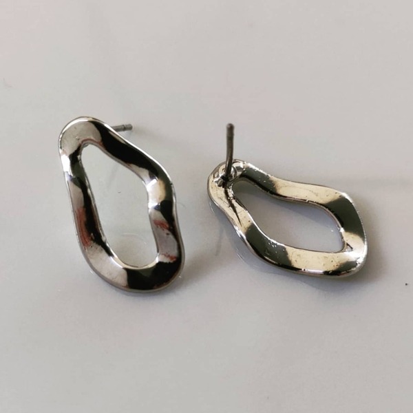 Ακανόνιστα σκουλαρίκια από ατσάλι - statement, καρφωτά, ατσάλι