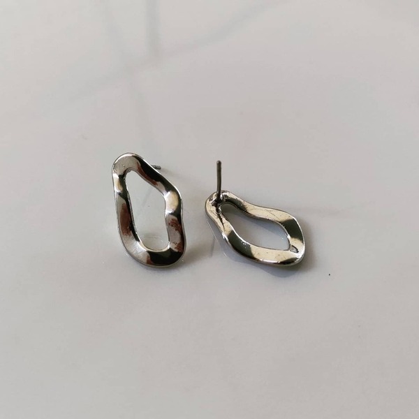 Ακανόνιστα σκουλαρίκια από ατσάλι - statement, καρφωτά, ατσάλι - 2