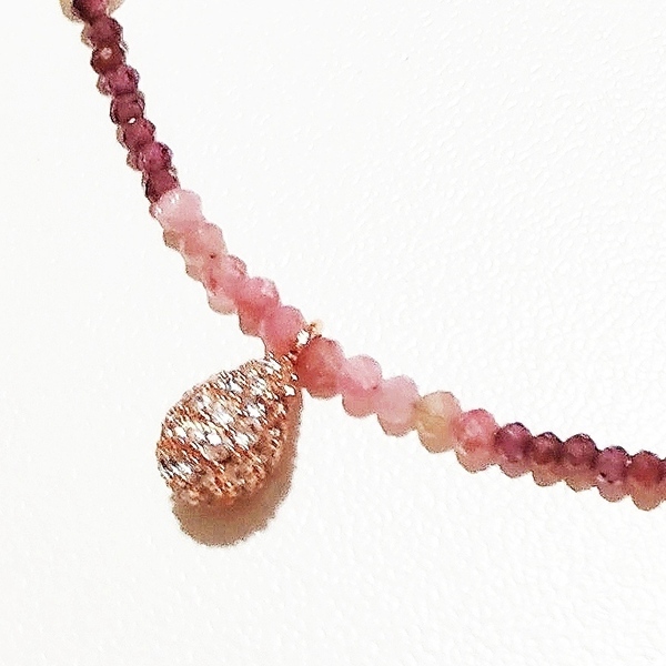 Κολιέ με ημιπολύτιμες πέτρες, ροζ κουαρτζ, αμέθυστο και ακατέργαστα μαργαριτάρια, συνδιασμένες με μοτιφ δάκρυ - ημιπολύτιμες πέτρες, κοντά, ζιργκόν