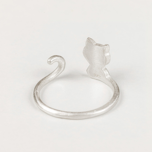 Cat Ring - ασήμι 925, δώρο, βεράκια, γατούλα, αυξομειούμενα - 2