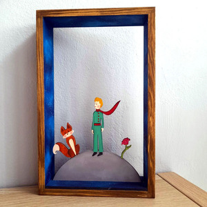 Ξύλινο κάδρο "Little Prince"! - πίνακες & κάδρα, μικρός πρίγκιπας, δώρο για βάφτιση, δώρο γέννησης, προσωποποιημένα - 3