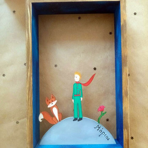 Ξύλινο κάδρο "Little Prince"! - πίνακες & κάδρα, μικρός πρίγκιπας, δώρο για βάφτιση, δώρο γέννησης, προσωποποιημένα - 4