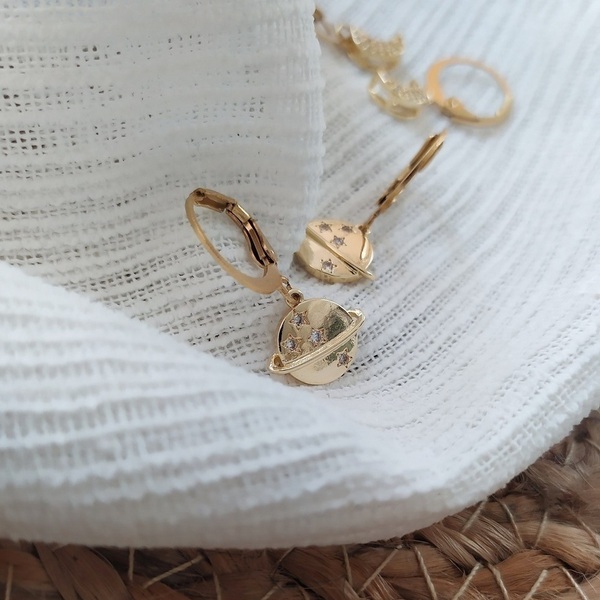 Ophelia σκουλαρίκια - Χρυσά ατσάλινα κρικάκια με κρεμαστο στοιχείο - επιχρυσωμένα, κρίκοι, μικρά, ατσάλι