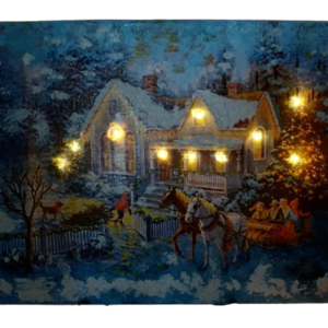 Φωτιζόμενο καδράκι σε καμβά 24 χ 30 εκατοστά - πίνακες & κάδρα, χριστουγεννιάτικο, διακοσμητικά, χριστούγεννα