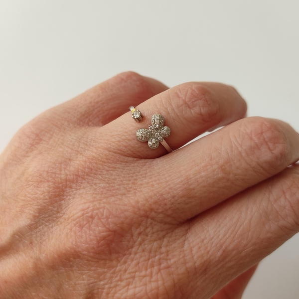 Ασημένιο δαχτυλίδι πεταλούδα - ασήμι, βεράκια, αυξομειούμενα - 2