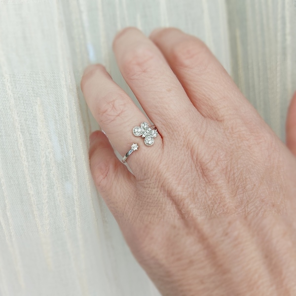 Ασημένιο δαχτυλίδι πεταλούδα - ασήμι, βεράκια, αυξομειούμενα - 4