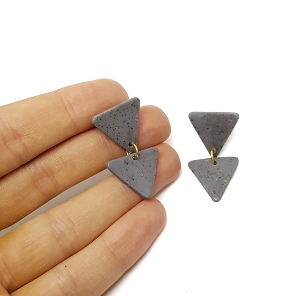 Elegant triangle μικρό κρεμαστό. - πηλός, μικρά, boho, κρεμαστά, faux bijoux - 3