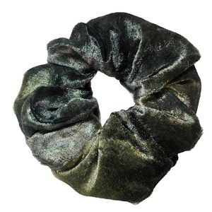 Handmade Scrunchie Velvet Green - λαστιχάκια μαλλιών