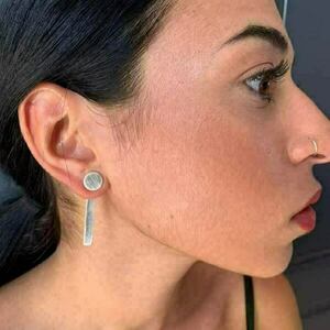Ear jacket χειροποίητα σκουλαρίκια από ασήμι 925 mμε διάφορα γεωμετρικά σχέδια στο μπροστινό μέρος το λοβού - ασήμι, μοντέρνο, επάργυρα, καρφωτά - 4