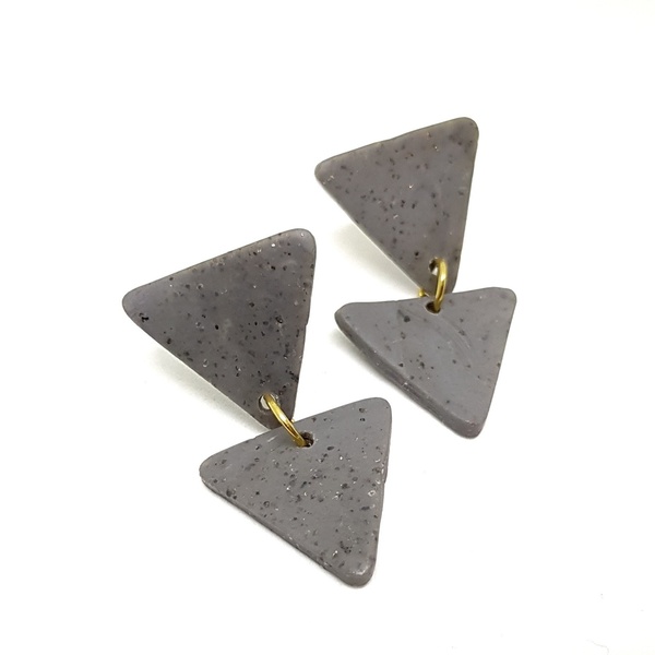 Elegant triangle μικρό κρεμαστό. - πηλός, μικρά, boho, κρεμαστά, faux bijoux - 2