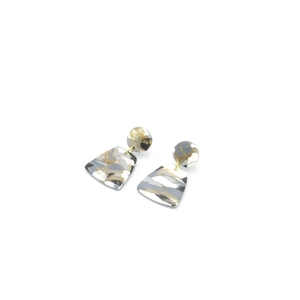 Marble geometric earrings - γεωμετρικά σκουλαρίκια με εφέ μάρμαρο από πολυμερικό πηλό - καρφωτά, πηλός, χειροποίητα, minimal