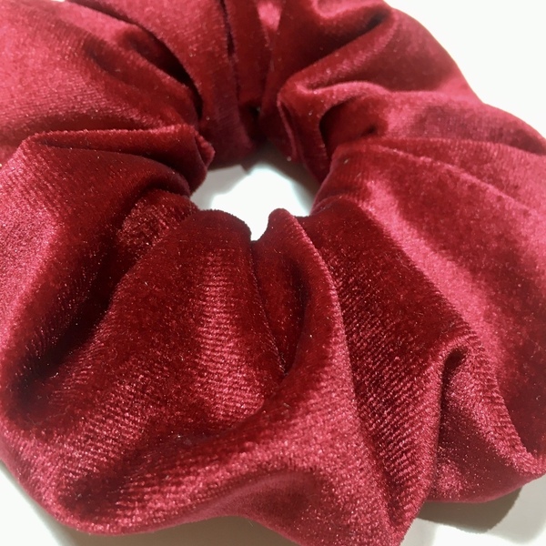 Handmade Scrunchie Velvet Red - λαστιχάκια μαλλιών - 2