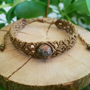macrame βραχιόλι με χάντρα ίασπη - ημιπολύτιμες πέτρες, μακραμέ, χεριού, αυξομειούμενα - 2