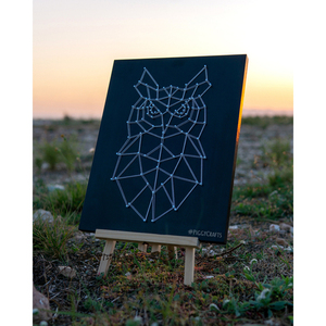 Κάδρο με καρφιά & κλωστές "Polygon Owl" 35x27cm - πίνακες & κάδρα, κουκουβάγια, minimal - 4